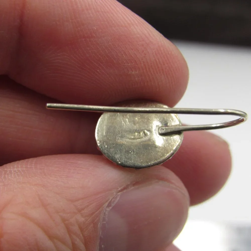 Sterling Silver Rustic Unknown Material Earrings - Picture 3 of 6